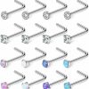 New Ruifan Ruifan 18G 316L Surgical Steel 1.5Mm 2Mm 2.5Mm 3Mm Jeweled Opal & Clear Cz Nose L-Shaped Rings Studs Ring Body Piercing Jewelry 8-16Pcs