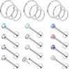 Hot Vsnnsns Vsnnsns 18G 20G Threadless Push In Nose Rings For Women 316L Surgical Stainless Steel L Shaped Nose Studs Screw Bone Nose Rings Piercings Opal Nostril Piercing Studs Diamond Cz 2Mm Silver 21Pcs