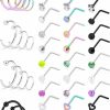 Best Prjndjw Prjndjw 20G Nose Ring Hoop Stainless Steel Nose Rings For Women Men Studs Piercings Hoop Jewelry 46Pcs L Shape/Curved Screw/Straight Bar Nose Rings Piercing Jewelry Mix Colour Rainbow