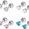 Hot Kokoma Kokoma 4 Pairs 16G Stainless Steel Stud Earrings Love Heart Multicolor Crystal Cubic Zirconia Star Cartilage Tragus Conch Piercing Helix Earrings Screw Back