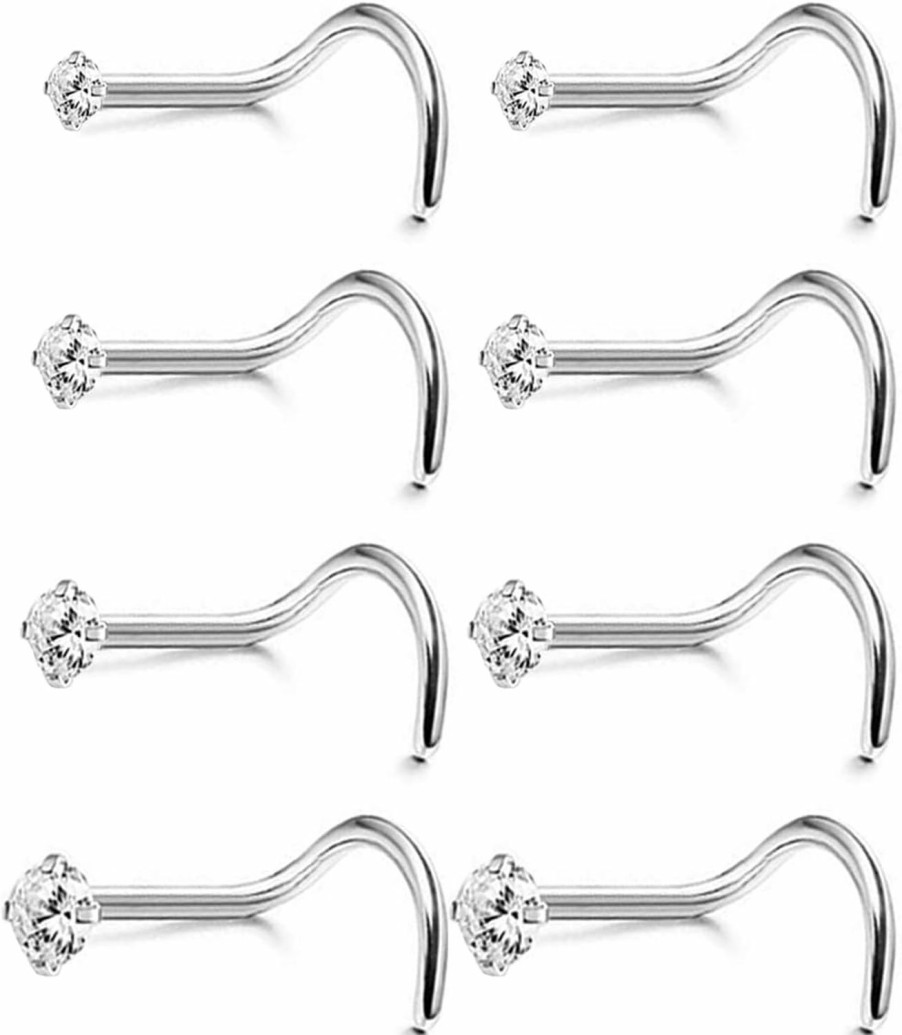 Wholesale Vitaltyextracts Vitaltyextracts Hypoallergenic Nose Screw Studs Round Diamond Surgical Steel Nose Rings Piercing Kit