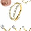 Best Purbeaut Purbeaut 4Pcs 16G/20G Gold Nose Hoop Nose Studs 316L Surgical Steel Double Hoop Nose Ring Gold Nose Ring L Shape Screw Nose Rings Studs 1.5/2/3Mm Cz Sets For Women