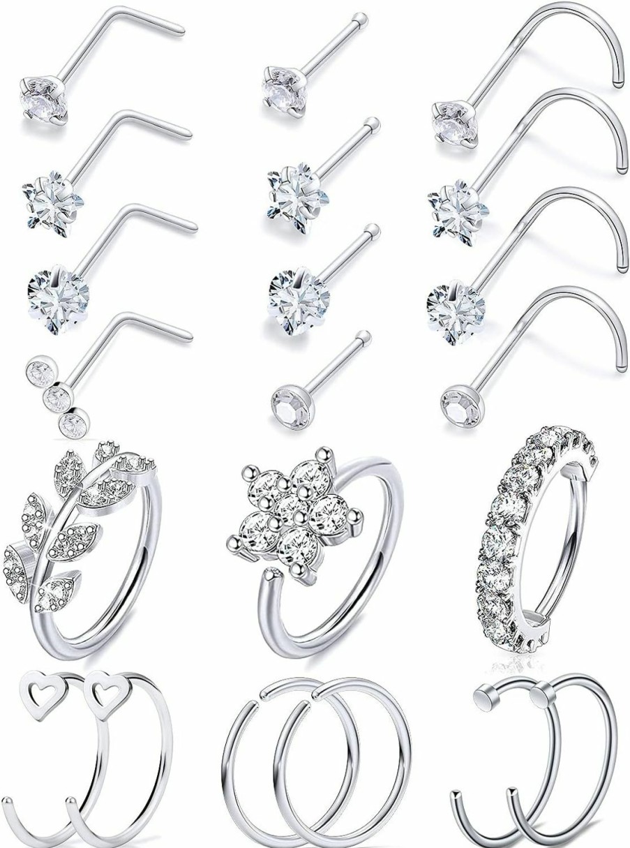 Hot Hoeudjo Hoeudjo 20G Nose Rings For Women Surgical Steel Nose Piercing Jewelry Hoop Nose Ring L Shaped Nose Studs Screw For Men