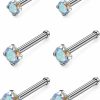 New Qiwnswoy Qiwnswoy 3 Pairs Surgical Steel/Titanium Nose Rings Studs L-Shape Nose Nostrial Piercing Body Jewerly For Women 22G/20G/18G Nose Ring Cz 2Mm/2.5Mm/3Mm