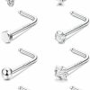 Online ZZHDCC Zzhdcc 8-12Pcs Nose Rings 20G 925 Sterling Silver Nose Ring For Women Butterfly Halo L Shaped Nose Stud Cz Star Heart Straight Nose Studs Nose Piercings Nostril Body Jewelry