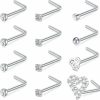 New TOKRING Tokring 18G 20G Nose Rings Studs Surgical Steel L Shaped Screw Nose Piercing Jewelry For Women Men