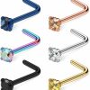 Hot Ruifan Ruifan 6Pcs 22G Surgical Steel Mix Color Diamond Cz Nose Stud Rings L Shaped Piercing Jewelry 1.5Mm 2Mm 2.5Mm 3Mm