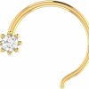 New Animas Jewels Animas Jewels Dgla Certified Natural Diamond 14K Yellow Gold Nose Pin Ring For Women 0.04 Cttw (G-H Color. Si Clarity) Round Cut