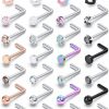 Wholesale Gadeaila Gadeaila Nose Rings Surgical Steel Nose Ring 20G Nose Studs Hypoallergenic Cute Flat Diamond Heart Nose Ring Straight L Shaped Glow Dark Purple,Pink,Black,Silver Nose Ring For Women Men Gift 20 Gauge