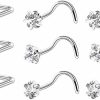 Hot Amoina Amoina 9 Pcs 20G Stainless Steel Nose Ring Cubic Zircon Piercing Nose Surgical Hypoallergenic Stud