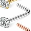 Online Ruifan Ruifan 18G Surgical Steel 2.5Mm Clear Diamond Cz Nose Stud Rings L Shaped Piercing Jewelry 1-3Pcs