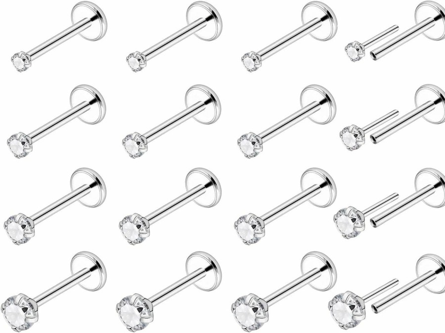 New Hoeudjo Hoeudjo 18G 20G Threadless Push In Nose Rings Studs Surgical Steel Pushin Nose Stud 1.5Mm 2Mm 2.5Mm 3Mm Round Diamond Cz Nose Piercing Jewelry For Women Men