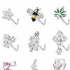 Online Drperfect Drperfect 12Pcs 20G Nose Rings Studs L Shaped Dangle Nose Rings For Women Stainless Steel Cz Heart Snake Flower Butterfly Assorted Nose Nostrial Piercing Jewelry