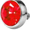 Hot Forbidden Body Jewelry Forbidden Body Jewelry 14G 316L Internally Threaded Ultra Thin Flat Disc Red 4.4 Mm Gem Top For Dermal Piercing