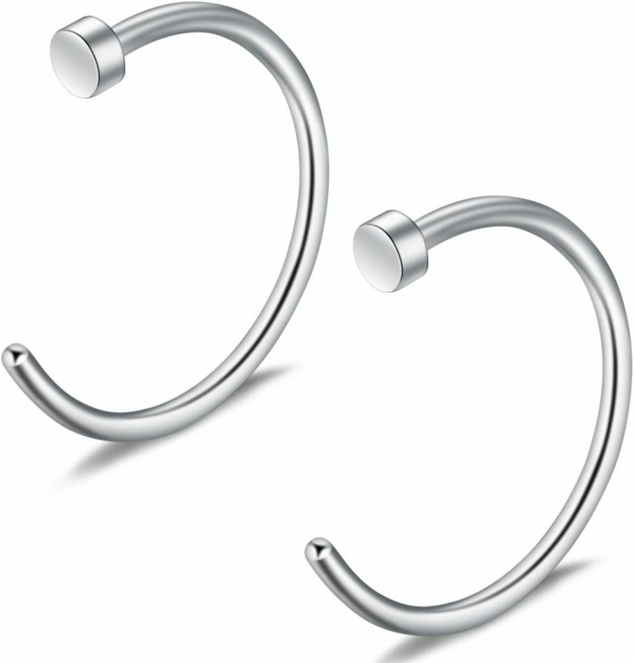 Clearance Ruifan Ruifan 10Pcs Stainless Steel Body Jewelry Piercing Earrings Nose Hoop Ring Uni 22G 20G 18G 5/16\"