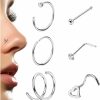 Wholesale Subiceto Subiceto 6Pcs G23 Titanium 20G Nose Rings Hoop Studs For Women Men L Shaped Screw Nose Studs Cartilage Earrings Nostril Piercing Jewelry