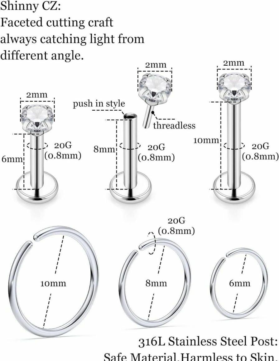 New Pnsgisr Pnsgisr Threadless Nose Stud Nose Rings Nose Studs Nose Ring Nose Piercings Nose Rings Hoops Nose Rings Studs Nose Rings For Women Nose Piercing Jewelry Hoop Nose Ring Nose Stud Nose Hoops Nose Hoop