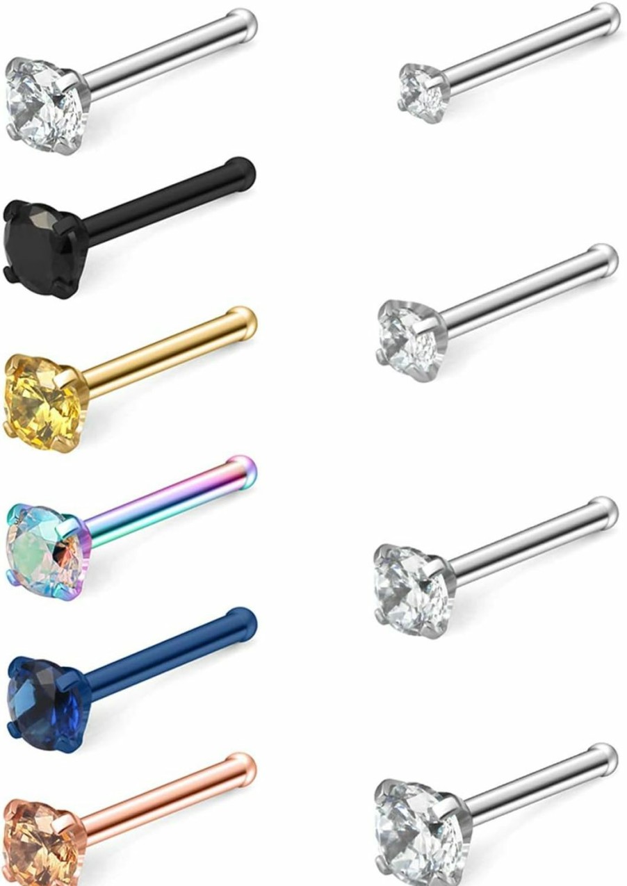 Best Yaalozei Yaalozei 20G Nose Rings Stud 316L Surgical Steel Cubic Zirconia Nose Stud Nose Bone Pin Nose Ring Stud Piercing Jewelry Cz Size 1.5Mm 2Mm 2.5Mm 3Mm