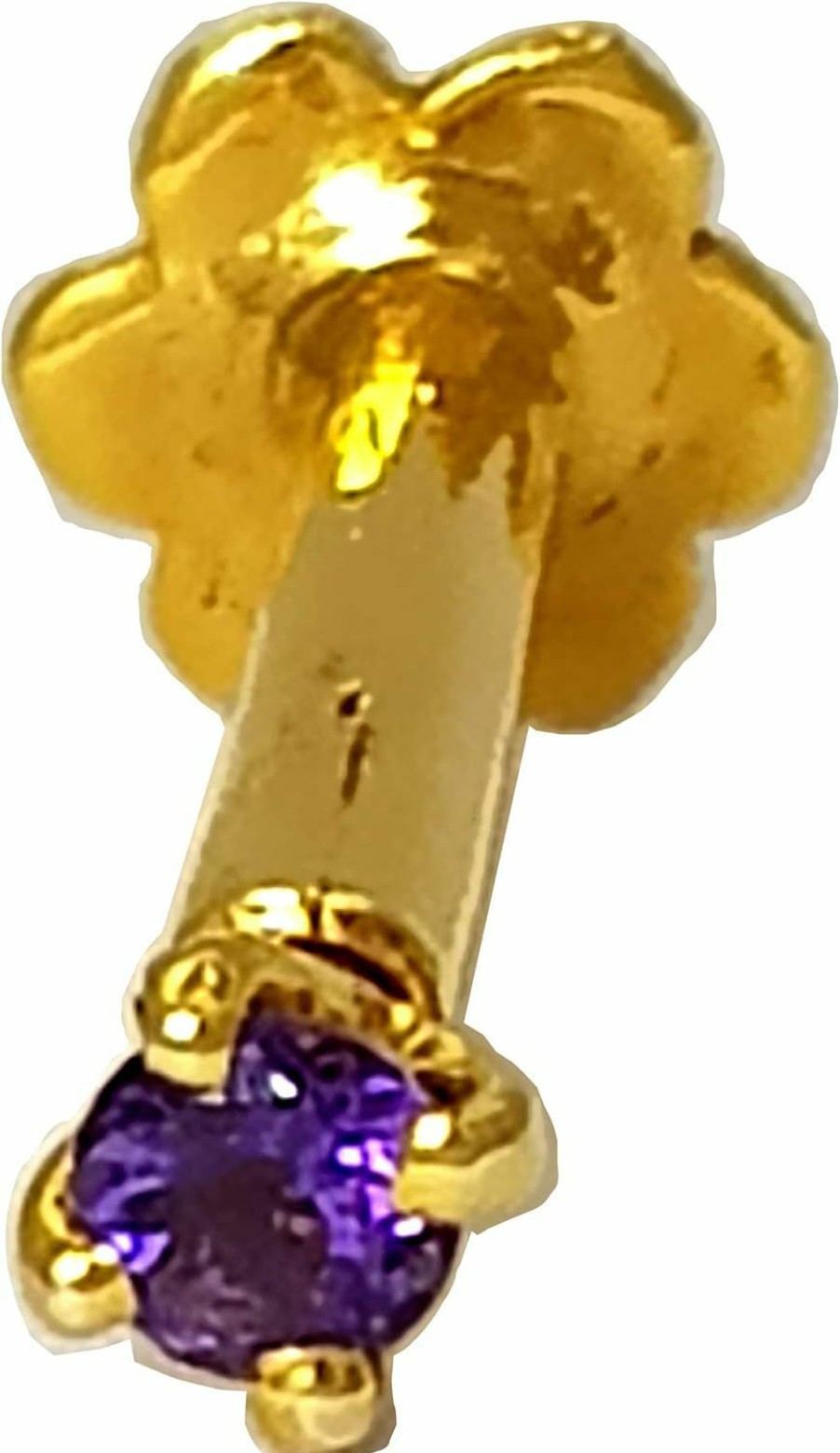 Hot DIWANI Diwani 14K Gold 2.0Mm Natural Amethyst Gemstone Engagement Wedding Nose Lip Labret Monroe Body Piercing Ring Stud Pin Screw (0.030 Cents, Color- Purple) 18 Gauge Thick 8.0Mm Length Screw Back Post