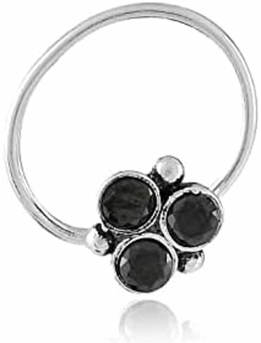 Wholesale Generic Metamorphosis Fashion 925 Sterling Silver Trendy Oxidised Antique Black Cz Nose Ring/Nose Pin For Womens Pack Of 1