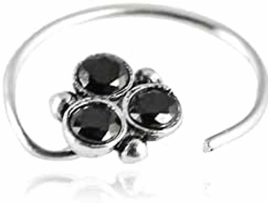 Wholesale Generic Metamorphosis Fashion 925 Sterling Silver Trendy Oxidised Antique Black Cz Nose Ring/Nose Pin For Womens Pack Of 1