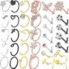 Hot YUE L STAR Yue L Star 12-20 Pcs Nose Ring Set 20G 8Mm Surgical Steel Hoop Nose Rings Stud Screw Body Piercing Jewelry