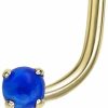 Clearance Lavari Jewelers Lavari Jewelers 20 Gauge Round Blue Cubic Zirconia Curved Screw Nose Ring In 14K Yellow Gold Cz Uni Stud Nose Ring Hypoallergenic 20G Body Piercing