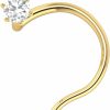 Online Animas Jewels Animas Jewels Dgla Certified 14K Yellow Gold Nose Pin Ring For Women 0.02 Cttw Natural Diamond (G-H Color. Si Clarity) Round Cut 6-Prong Setting