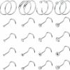 Clearance ZZHDCC Zzhdcc 24 Pcs 20G 22G Nose Rings Studs L Shaped Nose Studs 316L Surgical Stainless Steel Nose Rings Hoops Cartilage Piercing Jewelry Birthday Gifts Silver Nose Ring Set For Women Men 1.5Mm-3.0Mm Cz