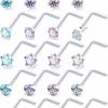 Best Vsnnsns Vsnnsns 18G 20G Threadless Push In Nose Rings For Women 316L Surgical Stainless Steel L Shaped Nose Studs Screw Bone Nose Rings Piercings Opal Nostril Piercing Jewelry Diamond Cz 2Mm Silver 20Pcs