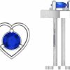 Best GEMSPARKLES 0.10Ct Round Cut Blue Sapphire Cz Diamond Solitaire Screw Back Heart Nose Pin For Womens In 14K White Gold Plated