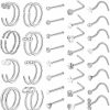 Wholesale Tutopia 40Pcs 20G Nose Rings Hoop Surgical Stainless Nose Rings Studs Screw L-Shaped Nose Stud Hypoallergenic Nose Rings Set Daith Tragus Cartilage Helix Earrings Hoop Lip Nose Piercing Jewelry For Women Men