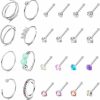 Hot Florideco Florideco 24Pcs 20G Nose Rings Hoops For Women Men Nose Rings Studs Cz Inlaid Stainless Steel Nose Screw Bone/L Shaped Nose Studs Set Nostrial Piercing Jewelry