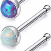 Clearance Lsnevsie Lsnevsie 18G 20G 22G Titanium Nose Rings Opal Nose Studs For Women Men G23 Opal Nose Rings Nostril Piercing Jewelry Top Opal 1.5Mm 2Mm 2.5Mm 3Mm 5Pcs