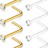 Wholesale Belatti Belatti 8Pcs 20G Diamond Nose Rings Surgical Steel & Clear Nose Studs - Hypoallergenic Nose Stud L Shape (Choose Color)