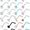 Wholesale Hoeudjo Hoeudjo 20G Nose Rings Surgical Steel Nose Ring Studs Heart Cz Inlaid Piercing Jewelry For Women Men Girls