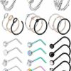 Best Prjndjw Prjndjw 18G Nose Rings Hoop Studs For Women Nose Piercings L Shape Screw Butterfly Diamonds Cz High Nostril Nose Ring Helix Daith Cartilage Orbital Rook Conch Tragus Piercing Men Jewelry Retainer 7Mm