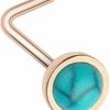 New WildKlass Jewelry Rose Gold Bezel Set Synthetic Turquoise Stone Wildklass L-Shape Nose Ring