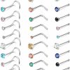 Online ZZHDCC Zzhdcc Nose Studs 30Pcs Colorful Cz Straight Corkscrew L Shaped Nose Rings For Women Men 20G 316L Surgical Steel Nose Rings Studs Round Cubic Zirconia Nose Piercing Jewelry 1.5/2.0/2.5/3.0/3.5Mm