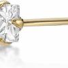 Best Lavari Jewelers Lavari Jewelers 20 Gauge Straight Bone, L-Shaped Or Curved Screw Princess Cut Cubic Zirconia Nose Ring In 14K Yellow Gold Cz Uni Stud Nose Ring Hypoallergenic 20G Body Piercing