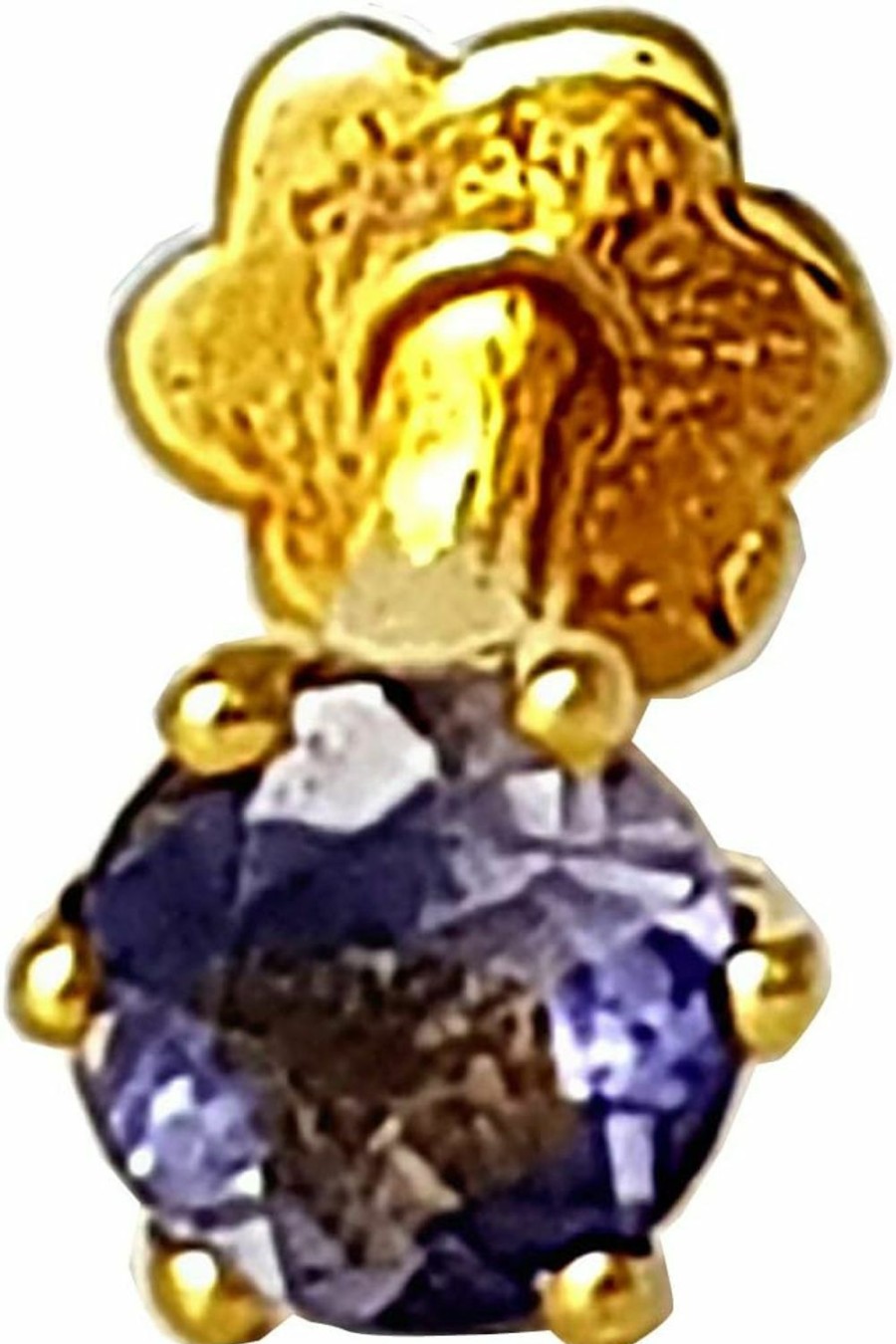 Wholesale DIWANI Diwani 14K Gold 4.0Mm Natural Iolite Gemstone Engagement Wedding Nose Lip Labret Monroe Body Piercing Ring Stud Pin Screw (0.230 Cents, Color- Blue) 18 Gauge Thick 8.0Mm Length Screw Back Post