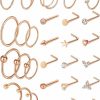 Clearance ONESING Onesing 29 Pcs 20G Nose Rings Hoops Nose Piercings L Shape Nose Screw Hoop Nose Rings Rose Gold Nose Studs Surgical Stainless Steel Nose Rings Hoops Cz Heart Star Hypoallergenic Nose Piercing Jewelry For Women Men