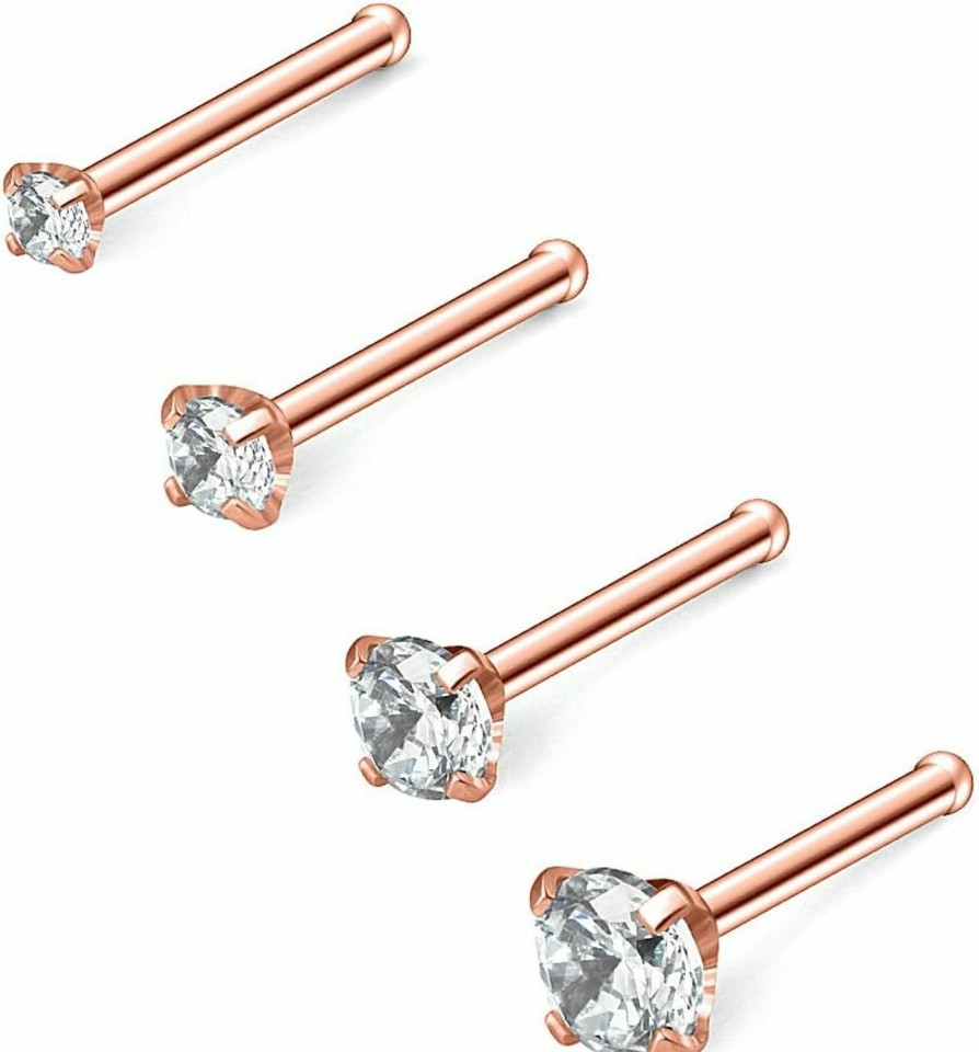 Online Ruifan Ruifan 22G 1.5Mm 2Mm 2.5Mm 3Mm Round Diamond Cz Nose Bone Studs Rings Pin Piercing Jewelry 4Pcs