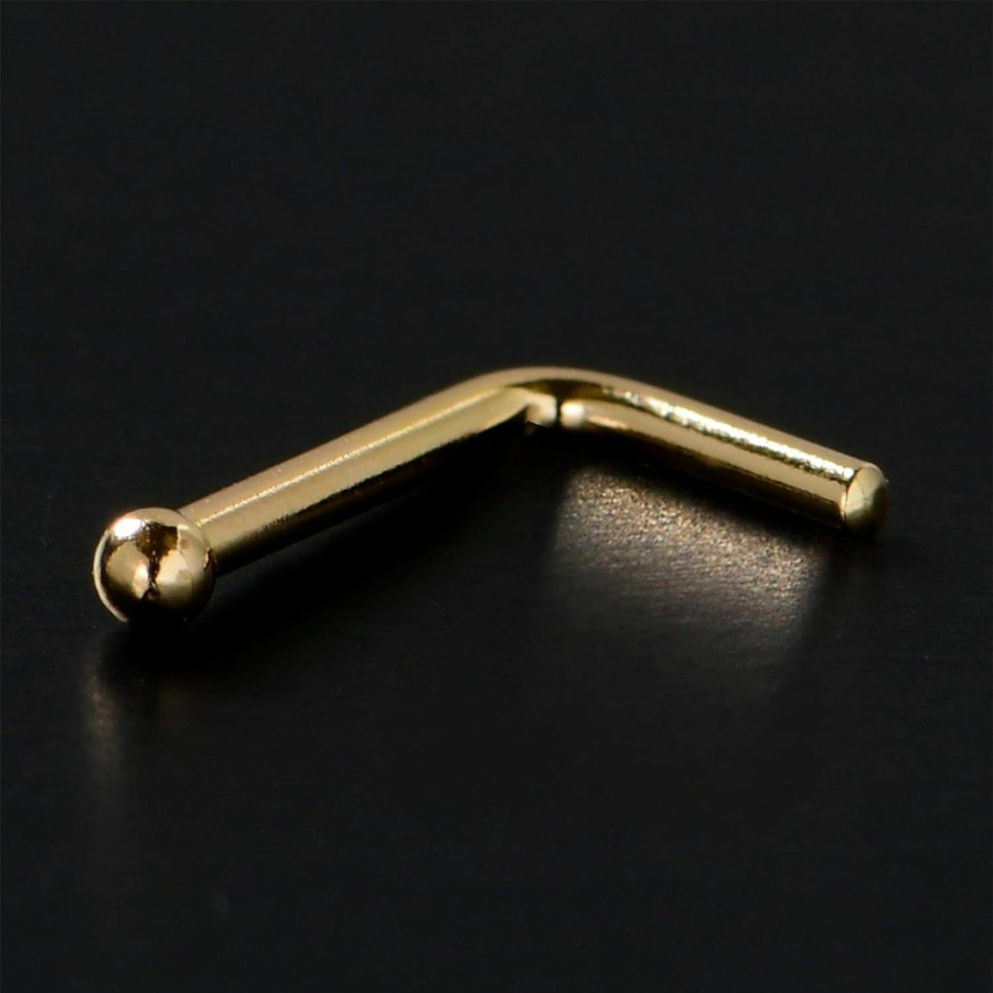 Wholesale Body Candy Body Candy 18 Gauge 14K Yellow Gold 1.5Mm Ball L-Shaped Nose Ring