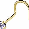 Clearance Jewelry Avalanche Jewelry Avalanche 22G Solid 14Kt Gold Nose Screw Stud With Prong Set Real Tanzanite Gemstone, 14Kt Yellow Gold Or 14Kt White Gold - December Birthstone Nose Ring