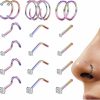 Clearance LOYALLOOK Loyallook 18Pcs Nose Rings Studs - 316L Surgical Steel Gold Nose Studs Double Hoop Nose Ring For Women Men 18G/20G Nose Rings Stud Hypoallergenic Nose/Body Piercing Jewelry 1.5Mm 2Mm 2.5Mm 3Mm Clear Cz