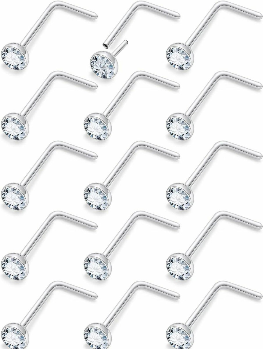 New Lsnevsie Lsnevsie 20G Push In Theadless Nose Rings Studs Surgical Steel Hypoallergenic Nose Rings Studs Piercing Jewelry For Women Men Diamond 2Mm