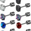 New ZQGOFPT Zqgofpt 5 Pairs Titanium Stud Earrings Screw Back For Women Men,Stainless Steel Stud Earrings Hypoallergenic,Men'S Earrings Rainbow 5A Cubic Zirconia Crystal Studs Double Side Earrings Piercing Sleeper Sensitive Studs Jewelry For Girls