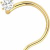 Hot Demira Demira Jewels 0.02 Ct Natural Diamond Twist Screw Wire Nose Pin In 14K Yellow Gold