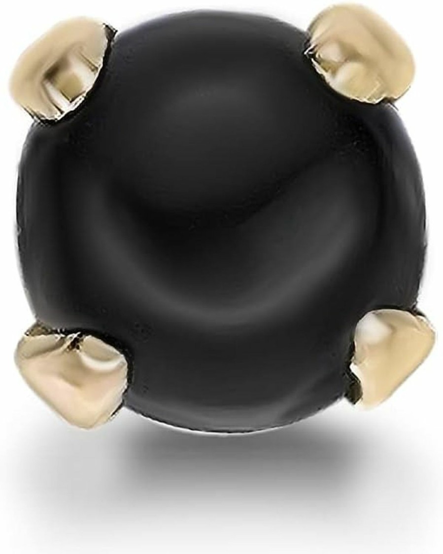 Clearance Lavari Jewelers 20 Gauge Round Black Onyx Straight Bone Nose Ring For Women Or Men In 14K Yellow Gold Uni Stud Nose Ring Hypoallergenic 20G Body Piercing By Lavari Jewelers